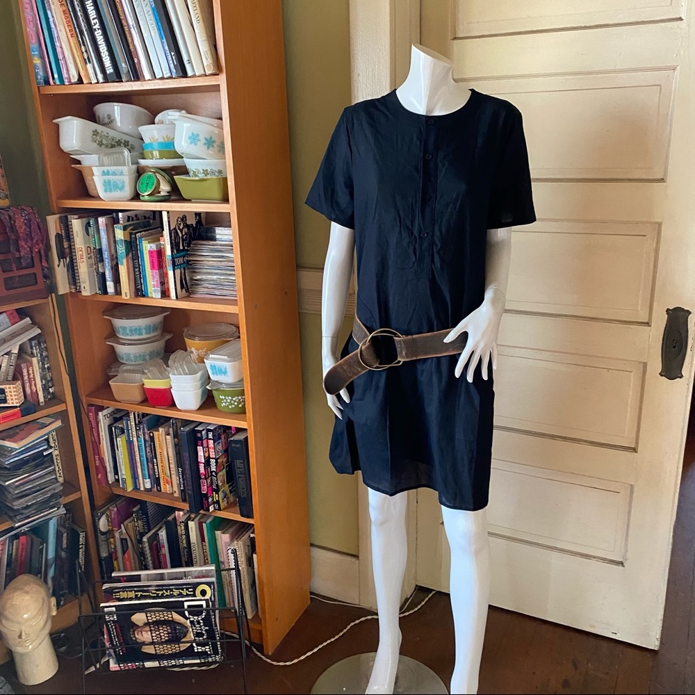 Plain black shirt dress